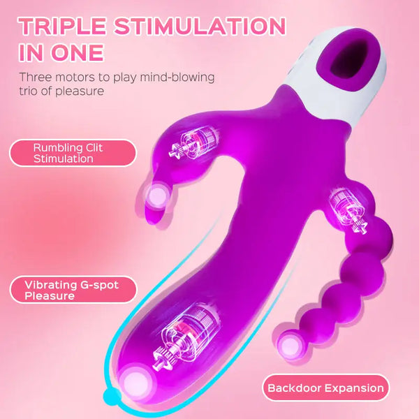 Triple Rabbit Vibrator with Anal Beads 