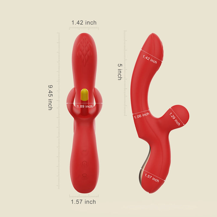 Front and side view of FORTEXA, with marked dimensions in inches and millimeters for precise product size