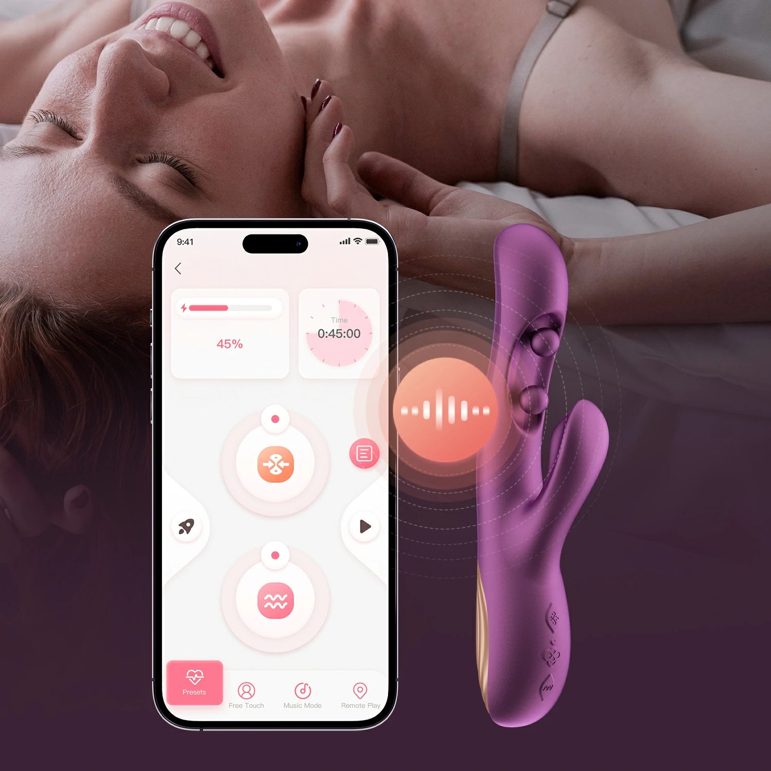 gem app screen shows how to use a vibrator front view