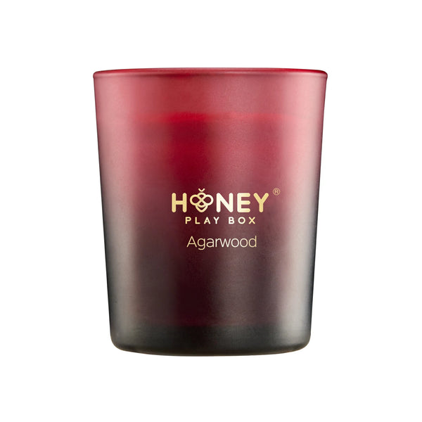 honeygarden red love of agarwood scent candle front view