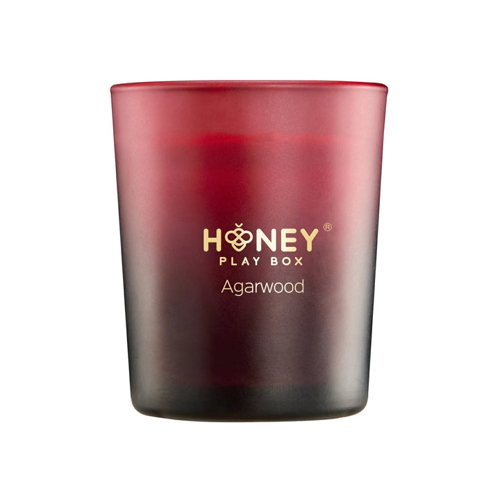 honeygarden red love of agarwood scent candle front view