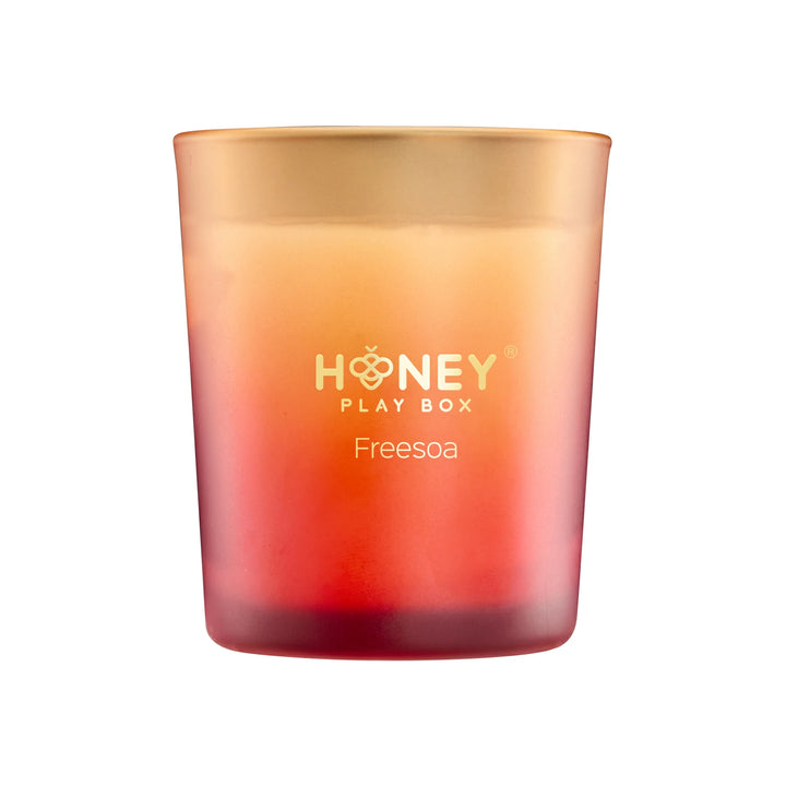 honeygarden sunset of freesia scent candle front view