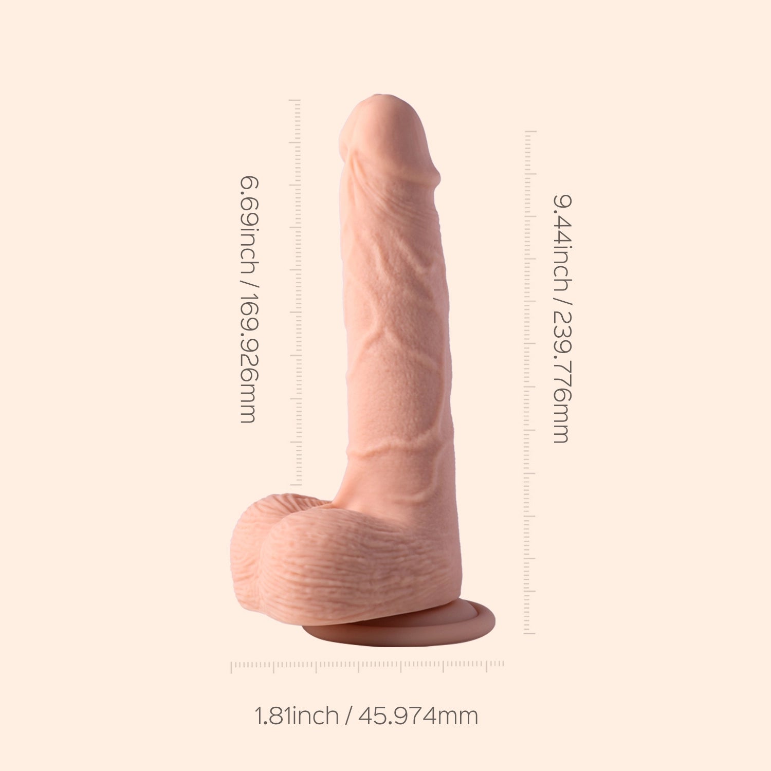 kenzo realistic dildo size chart front view