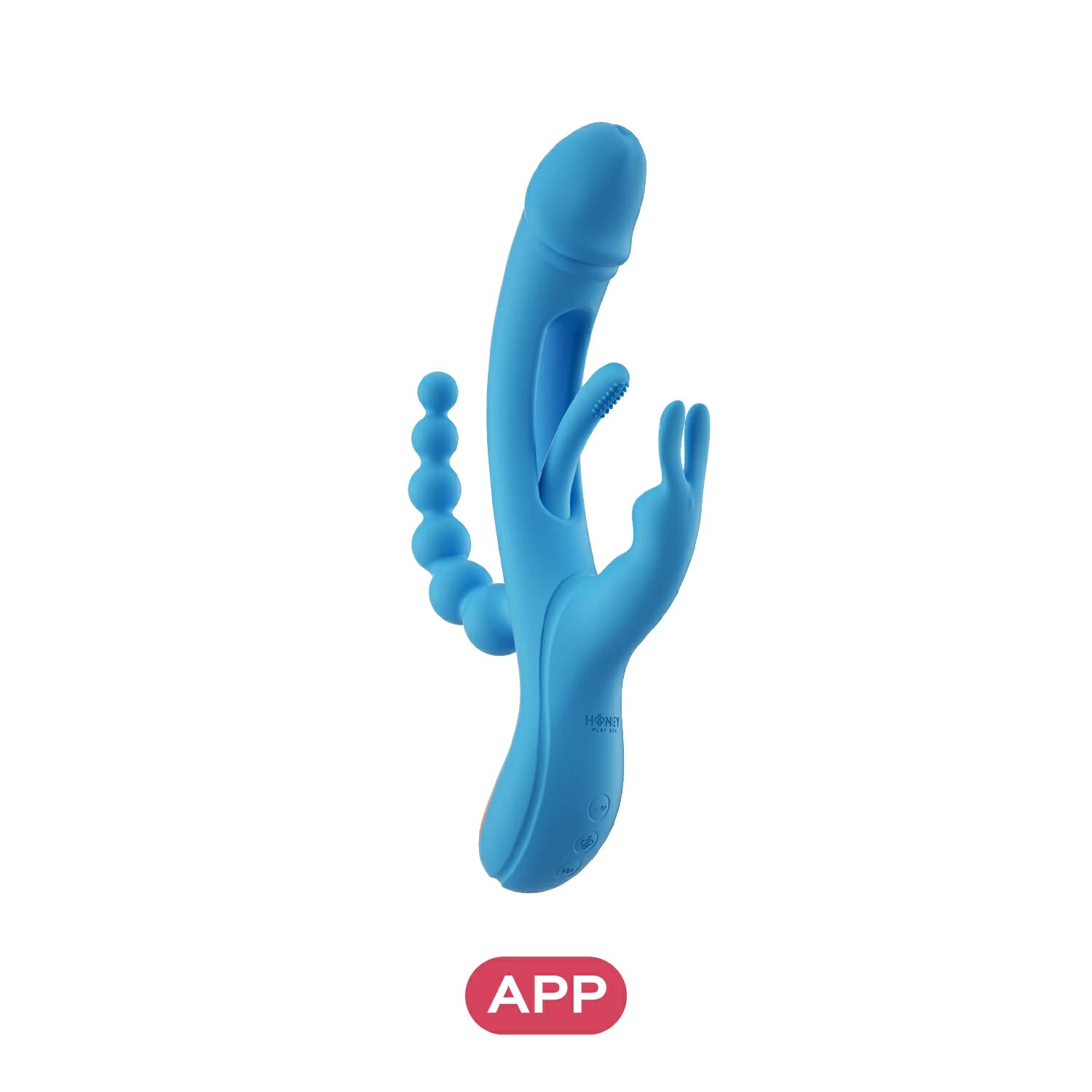 trilux blue rabbit vibrator with anal beads front view