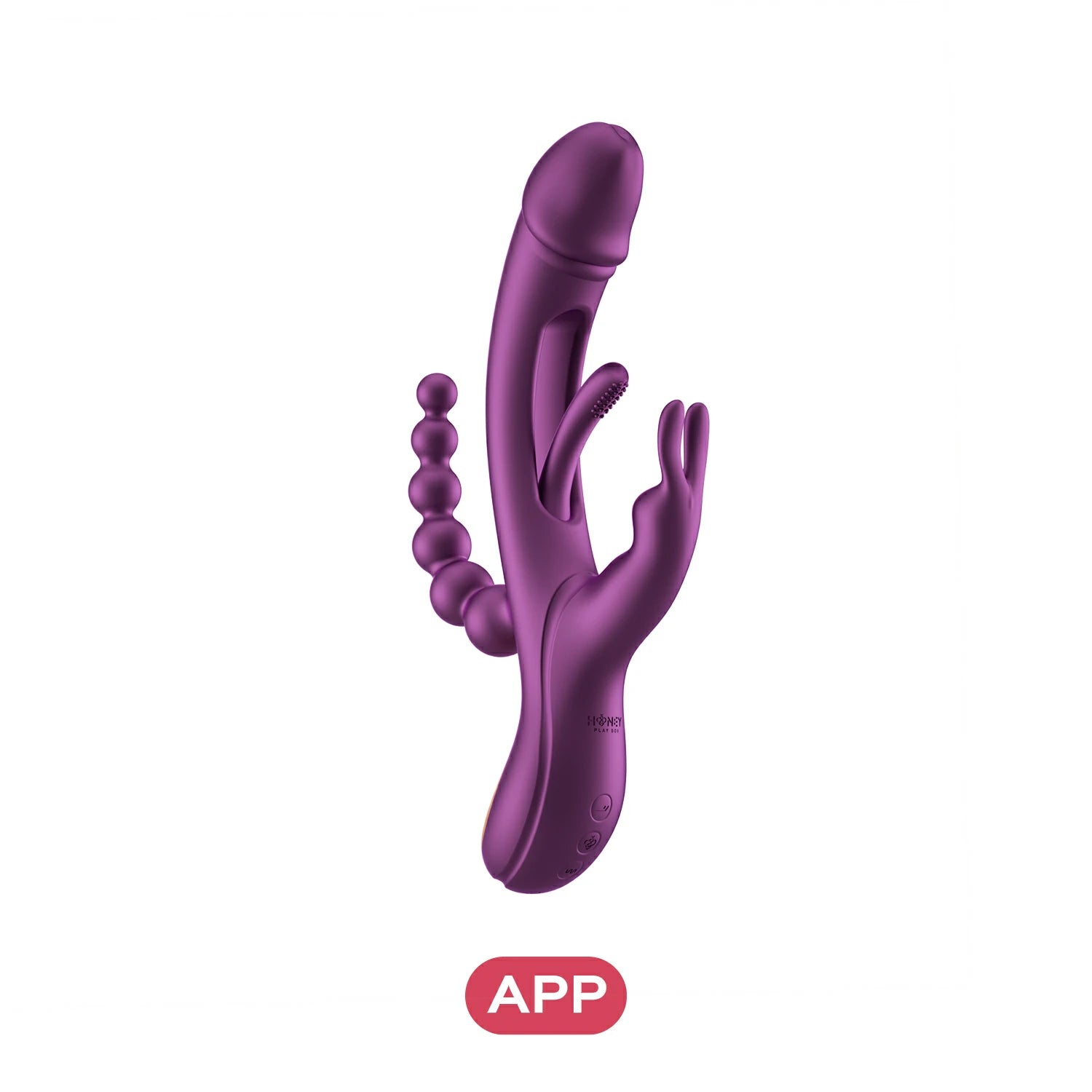 trilux purple rabbit vibrator with anal beads front view